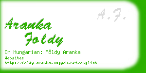aranka foldy business card